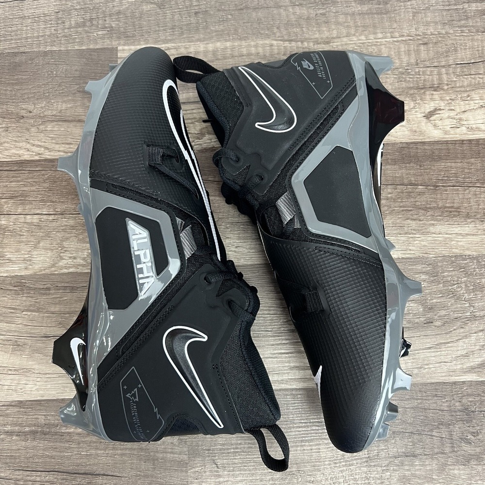 Nike Alpha Menace Pro 3 Black Gray New Football Cleats Mens Size 10 CT6649-010